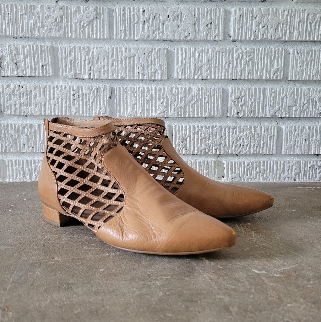 Tan Boots With Mesh Sides